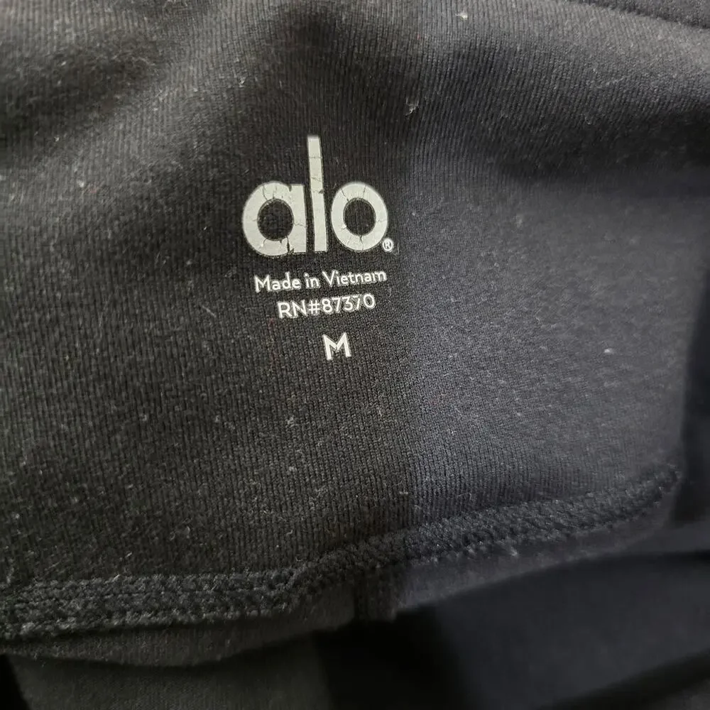 Alo Black Ribbed Athletic Leggings Capri sz Med